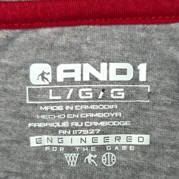 AND1 Men's Air Mail Baller Basketball Sports Gray Athletic Graphic Tee Large - Picture 6 of 7